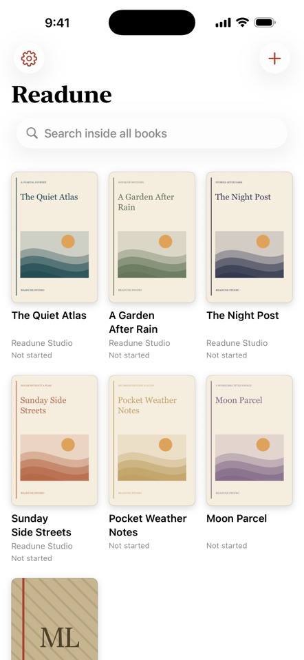 Readune shelf with generated covers